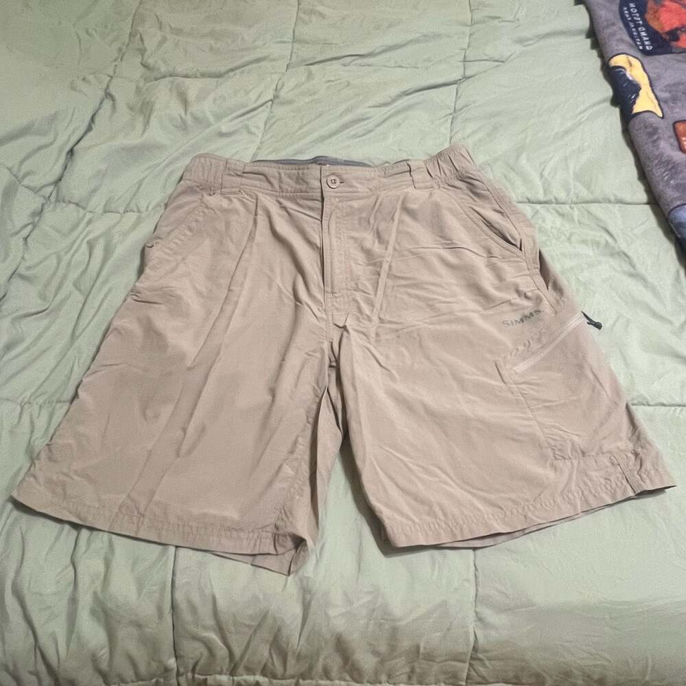 Simms Guide Series Nylon Fishing Shorts Tan Men's Sz  L Angler Apparel Fisherman